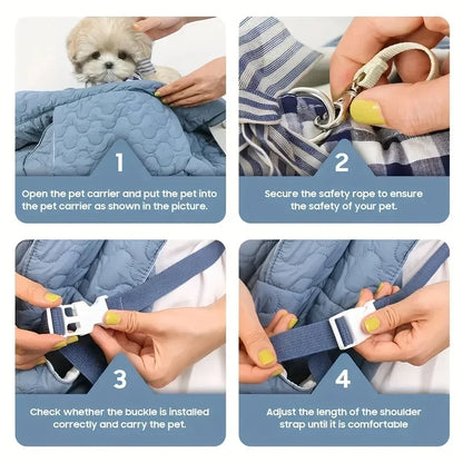 Double Shoulder Pet Carrier Bag Extra Large Capacity Chest Backpack Dog and Cat Outdoor Bag Waterproof and Portable Pet Bag