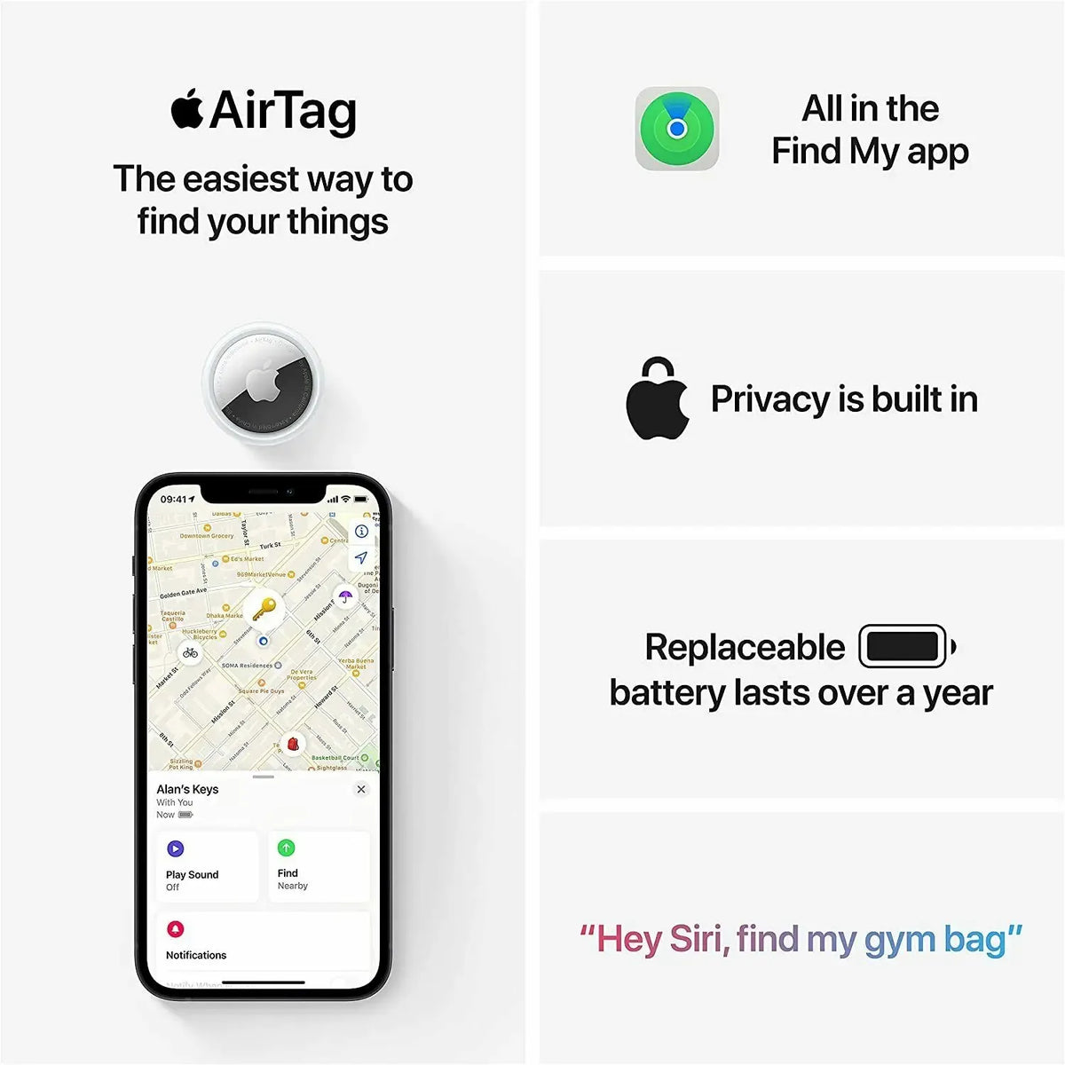 Apple AirTag 1-Pack / 4-Pack – Genuine Bluetooth Item Tracker for Pets, Keys & Personal Belongings