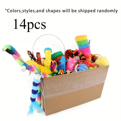 56/28/14 PCS Mixed Cat Toy Pack – Plush & Plastic Toys for Multi‑Cat Play