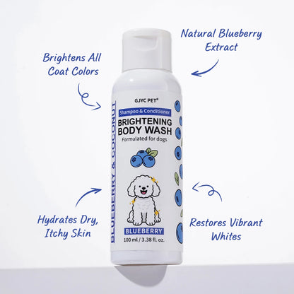 Professional Dog Whitening Shampoo Blueberry Brightening Formula Enhances Fur Shine Softness Pet Grooming Care