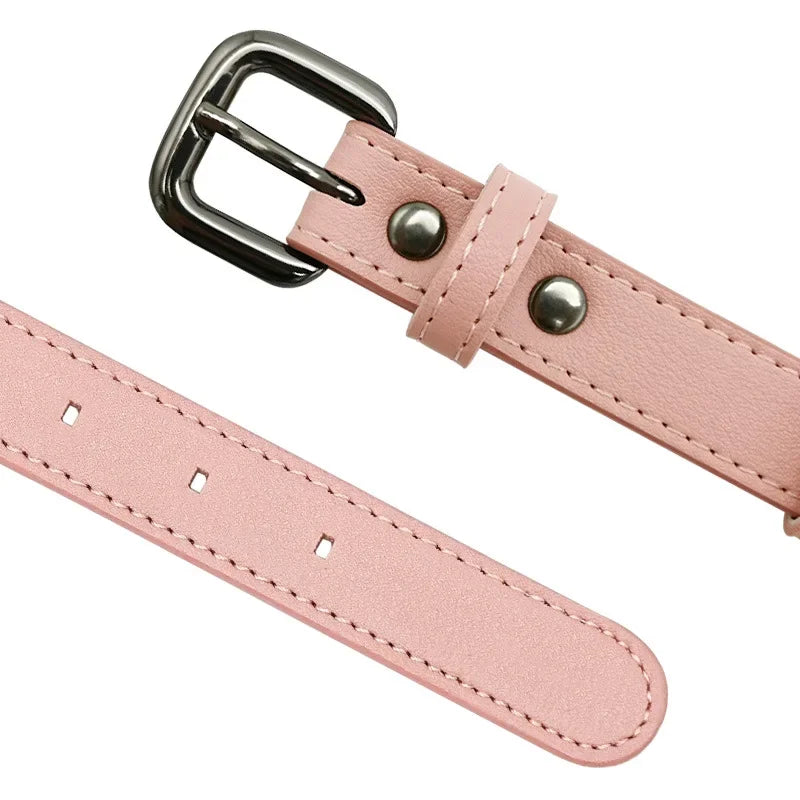 Leather AirTag Cat Collar-Non Breakaway Kitten Collar with Apple Air Tag Holder-Lightweight Pet Collars for Girl Boy Cat,Puppies