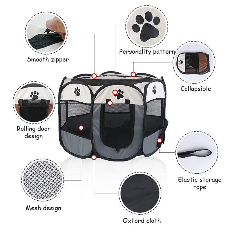 Portable Folding Pet Playpen Tent – Dog & Cat Enclosure