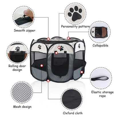 Portable Folding Pet Playpen Tent – Dog & Cat Enclosure