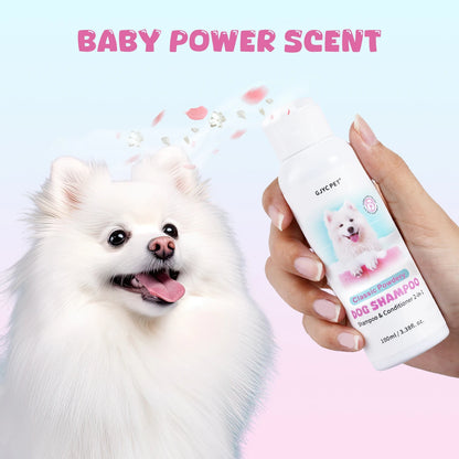GJYC PET 2-In-1 Dog Shampoo Baby Powder Scent Gentle Hypoallergenic PH Balanced Cleansing For All Breeds
