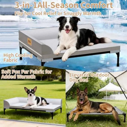 Elevated Cooling Dog Bed Orthopedic Pet Bed for Dogs Removable Washable Cover Indoor and Outdoor Raised Pet Bed with Breathable