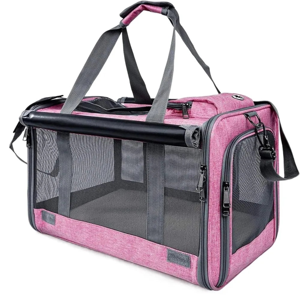 Oxford Cloth Cat Carrier Handbag Breathable Soft Sided Pet Carrying Bag Large Capacity Foldable Pet Carrier Reptiles Squirrels