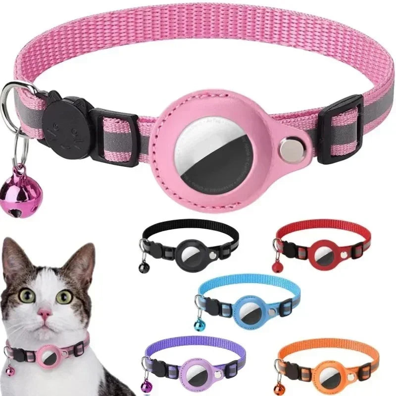 Reflective AirTag Cat Collar with Bell & Protective Case