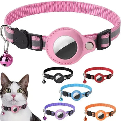 Reflective AirTag Cat Collar with Bell & Protective Case