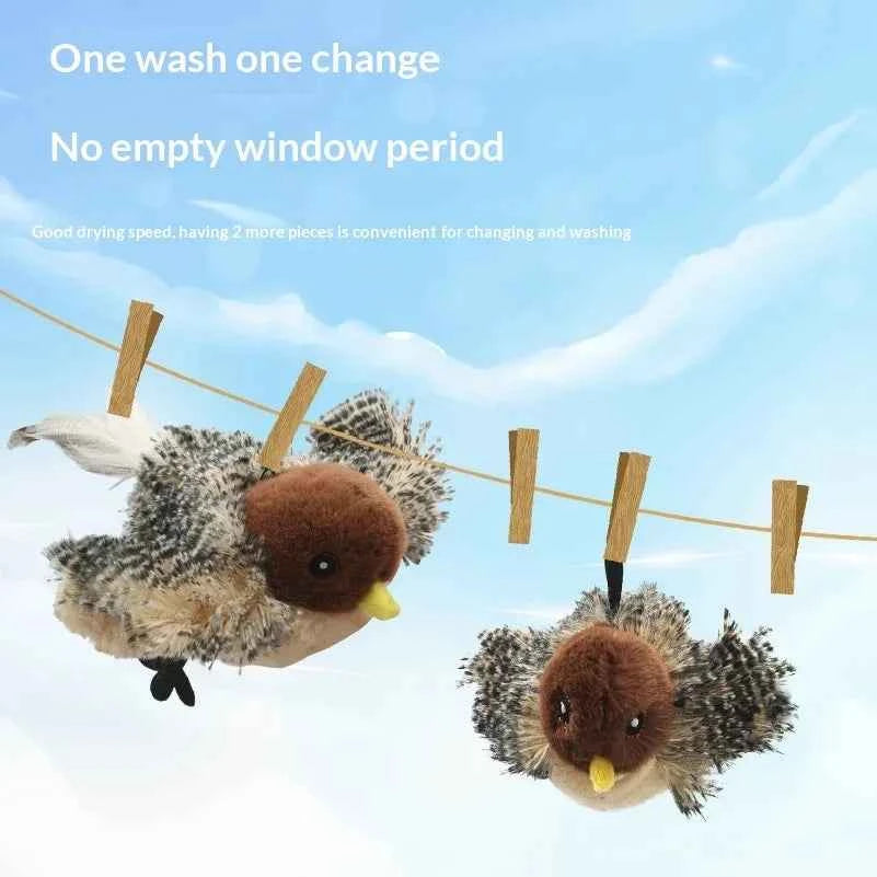 Rechargeable Electric Simulation Bird Cat Toy Fluffy Shaking Bird with Sound Automatic Play for Cats Interactive Pet Toy