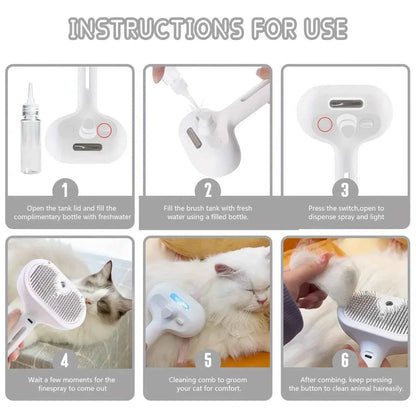 Cat Steamy Comb Pet Steam Spray Brush – Gentle Grooming for Cats