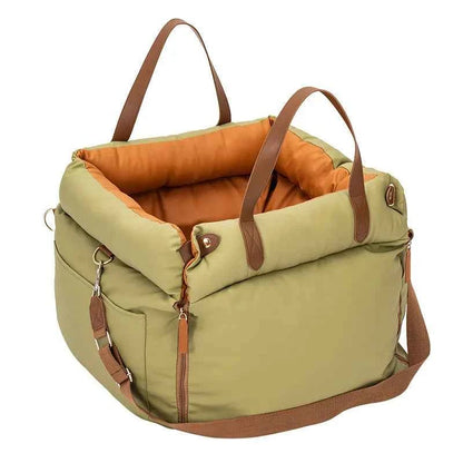 Dog Car Seat with Safety Belt - Non-Slip Pet Car Bed for Small Dogs, Washable Travel Carrier with Secure Straps for Safe Car