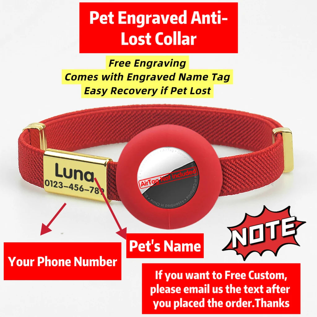 Breakaway AirTag Cat Collar with Custom Name Tag & Holder