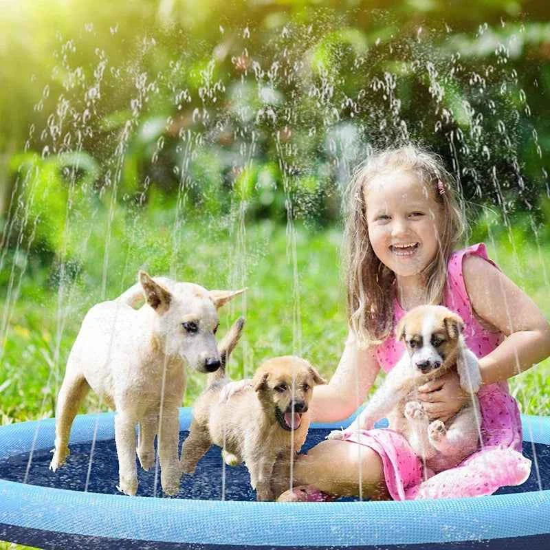 170cm Pet Splash Sprinkler Pad – Summer Cooling Water Play Mat for Dogs & Kids