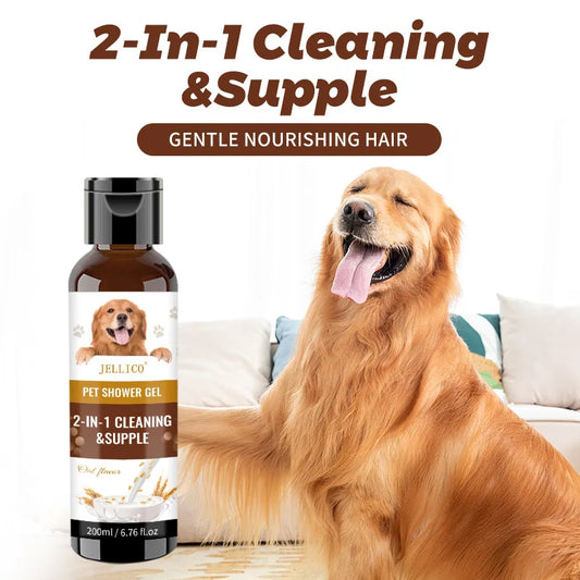 Pet Shower Gel 200ml Oatmeal Scent Cat Dog Bathing Deodorizing Shampoo Bath Soap Odor Release Fragrance Soften Coat Pet Products