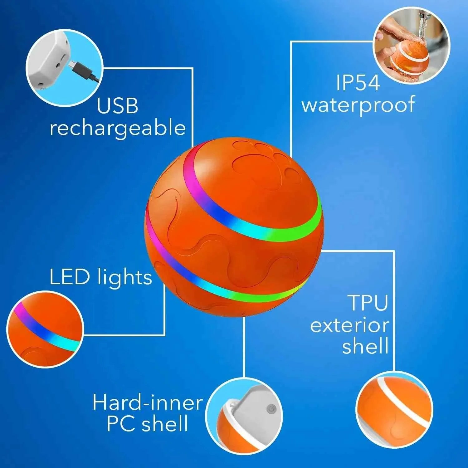 MART Interactive Smart Pet Ball – Remote Control, Flashing, Rolling & Jumping