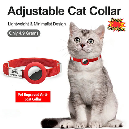 Fashion AirTag Cat Collar with Custom Name Tag & Holder