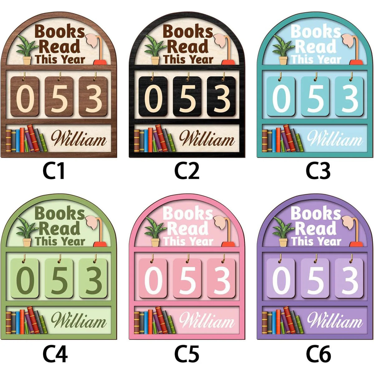 Custom Name Wooden Book Tracker – Reading Goal Counter