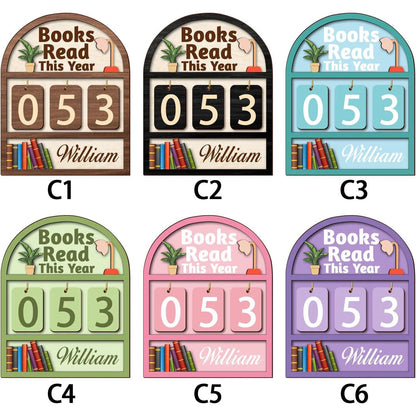 Custom Name Wooden Book Tracker – Reading Goal Counter