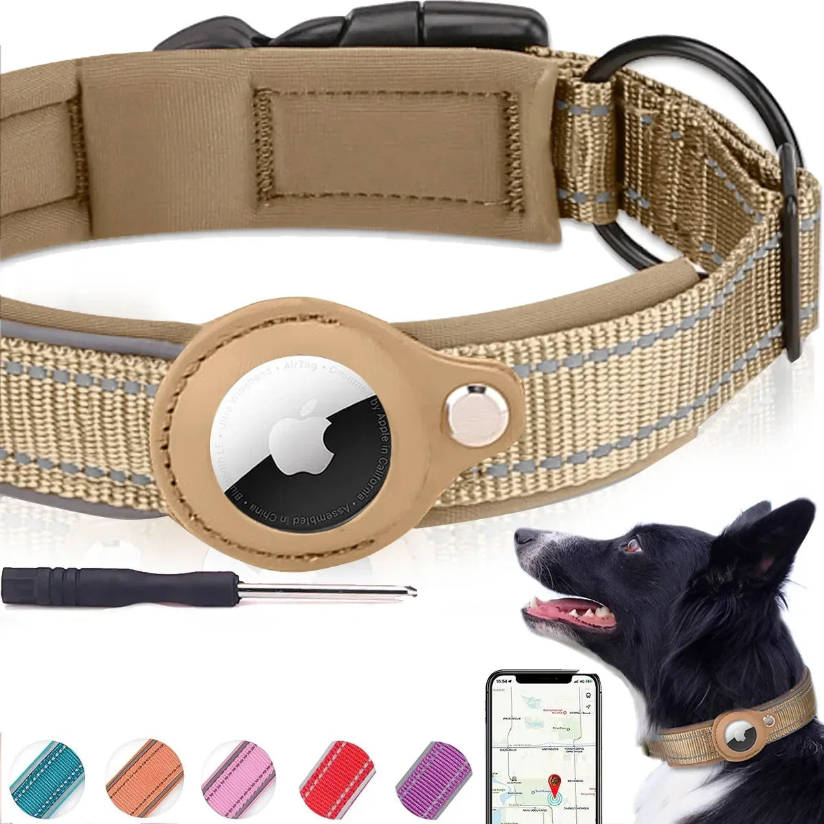 Apple AirTag Dog Collar – Reflective Waterproof Anti-Lost