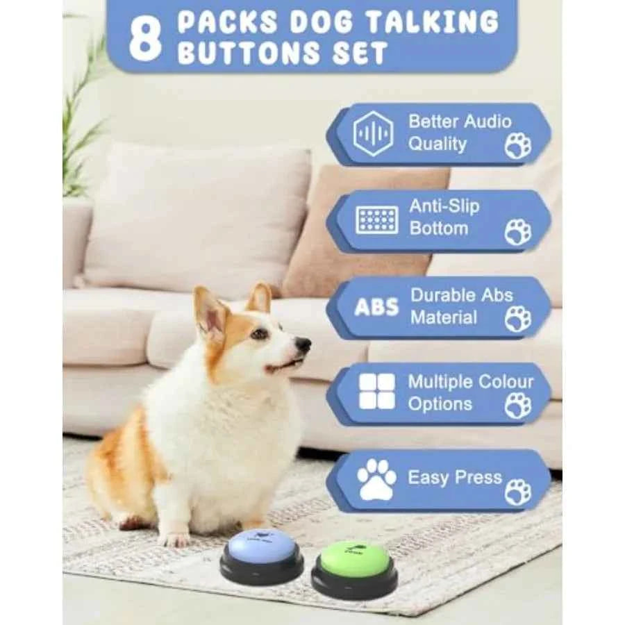 Dog Buttons for Communication 8 Dog Talking Button Set 30s Recordable Voice Pet Buzzer Training Buttons Speaking Button for Dog