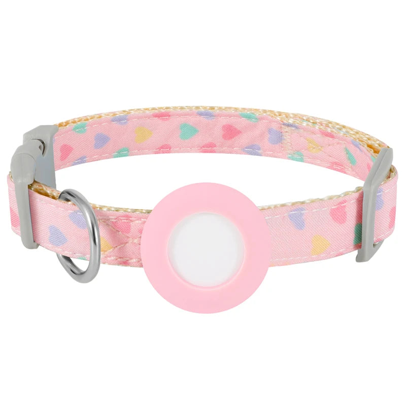 Cute Pet Collar For Airtag Adjustable Collar For Cat Small Dog Anti-lost Durable Cat Necklace Puppy Collar Heart Shape Printing
