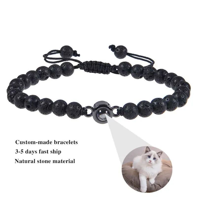 Personalized Stainless Steel Pet Photo Projection Bracelet – Custom Dog & Cat Portrait Memorial Jewelry Gift