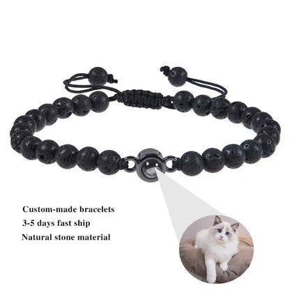 Personalized Stainless Steel Pet Photo Projection Bracelet – Custom Dog & Cat Portrait Memorial Jewelry Gift