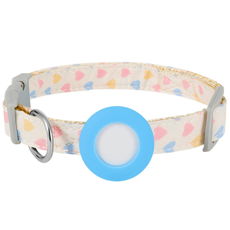 Cute Pet Collar For Airtag Adjustable Collar For Cat Small Dog Anti-lost Durable Cat Necklace Puppy Collar Heart Shape Printing