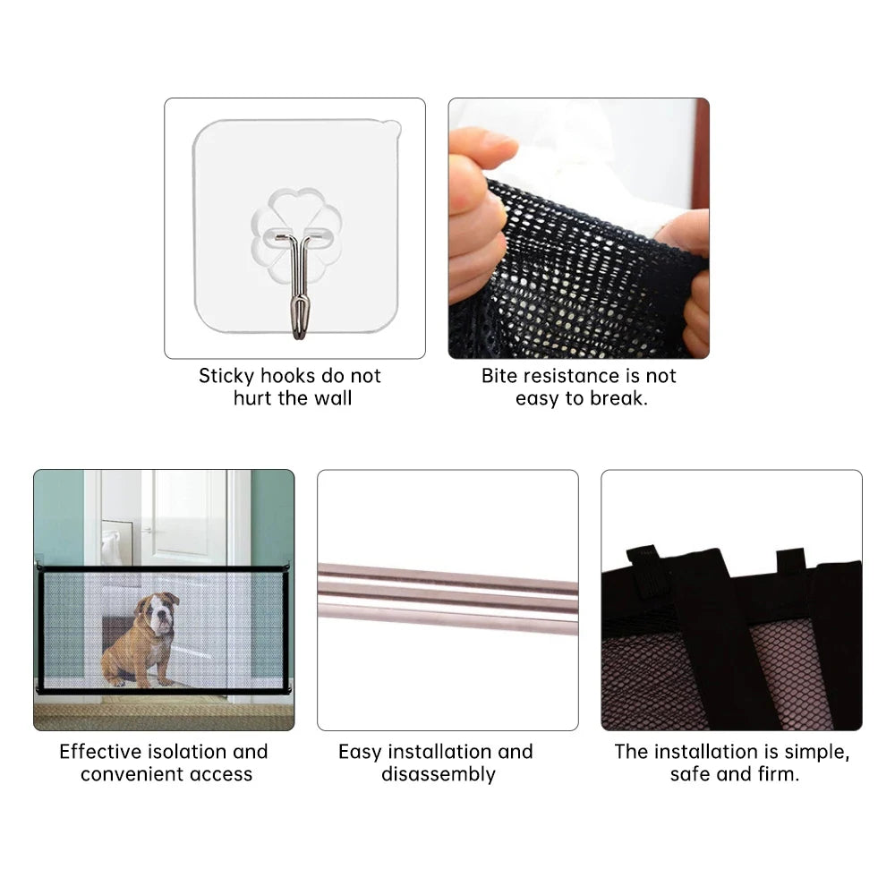 Foldable Mesh Dog Gate – Portable Barrier for Stairs & Doorways