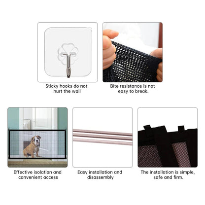 Foldable Mesh Dog Gate – Portable Barrier for Stairs & Doorways