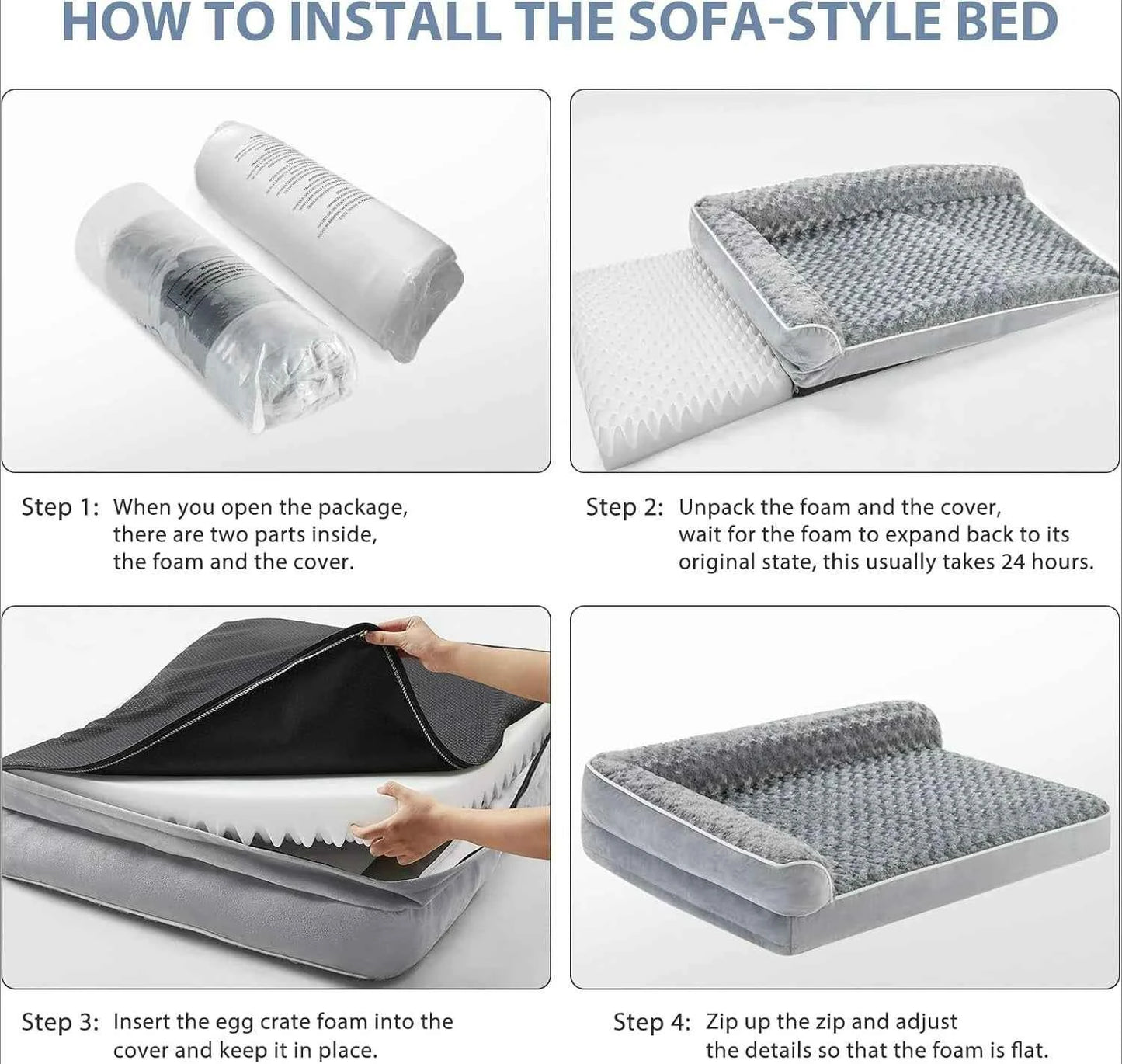 Orthopedic Dog Bed for Large Dogs – Waterproof Sofa-Style Bed with Removable Washable Cover, Non-Slip Base & Joint Support