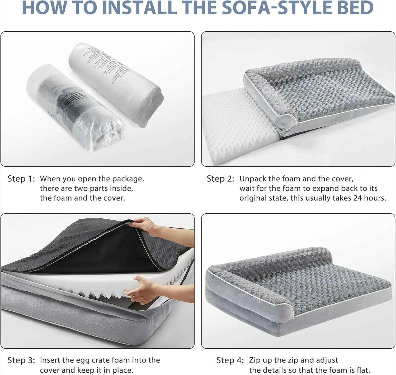 Orthopedic Dog Bed for Large Dogs – Waterproof Sofa-Style Bed with Removable Washable Cover, Non-Slip Base & Joint Support