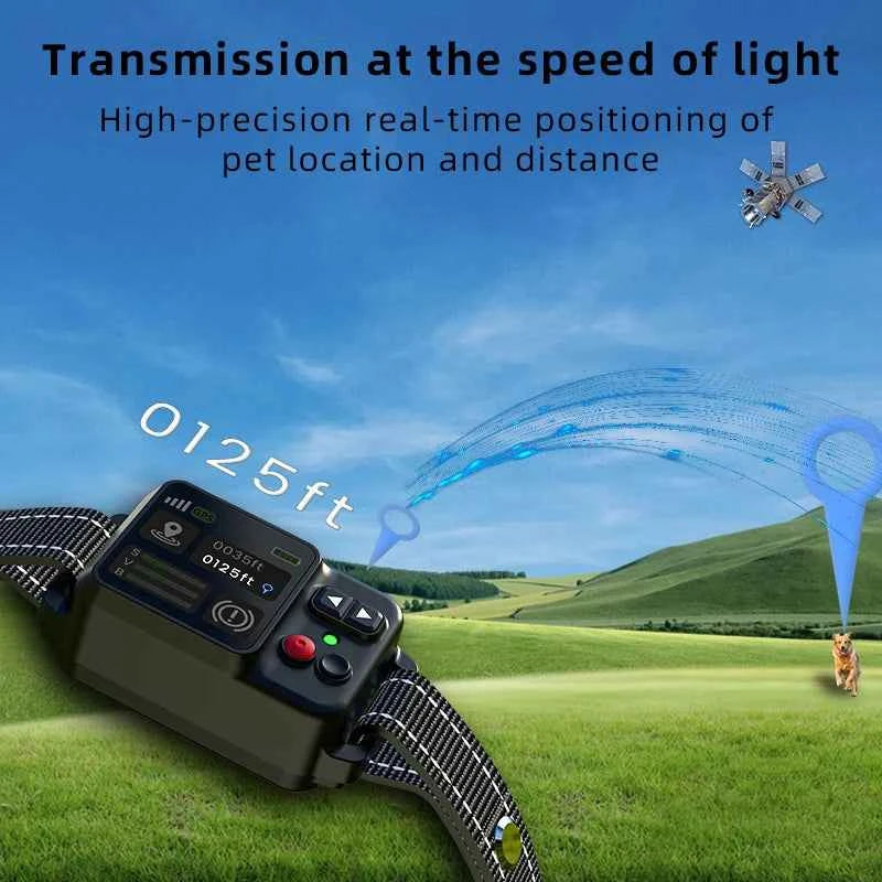 Smart GPS pet fence with TFT display, real‑time tracking, IP67 collar safety