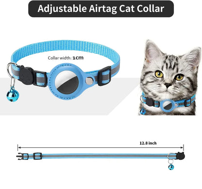 Reflective AirTag Cat Collar with Bell & Protective Case