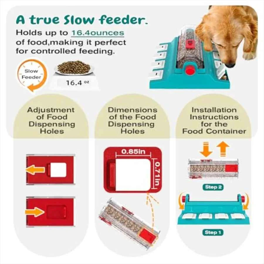 2 Levels of ChallengeExtra Large Size Paw-Activated Rolling Dog Puzzle Feeder Toy U.S. Brand and Design Treat Puzzles for Aggre