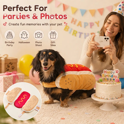Hot Dog Costume for Dogs & Cats