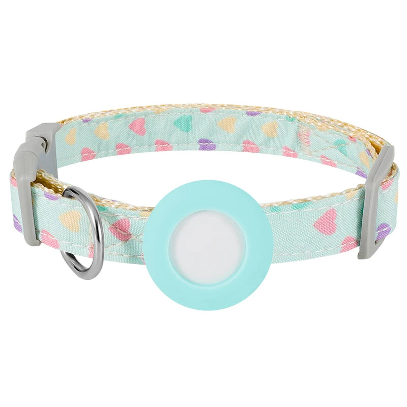 Cute Pet Collar For Airtag Adjustable Collar For Cat Small Dog Anti-lost Durable Cat Necklace Puppy Collar Heart Shape Printing