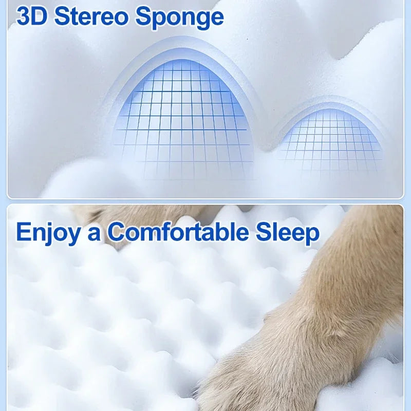 Summer Cooling Dog Bed For Large Medium Dog Puppy Orthopedic Memory Foam Mat With Pillow Breathable Waterproof Washable