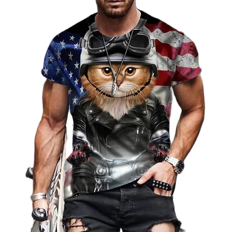 Cat 3D Printed Men's T-shirt Cute Animal Print Loose Short-sleeved Tee Tops Kids Women Fashion Simple Harajuku T Shirt Clothing