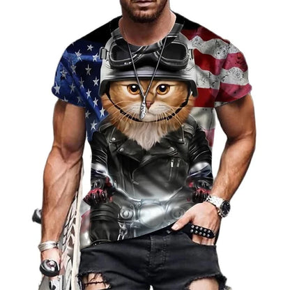 Cat 3D Printed Men's T-shirt Cute Animal Print Loose Short-sleeved Tee Tops Kids Women Fashion Simple Harajuku T Shirt Clothing