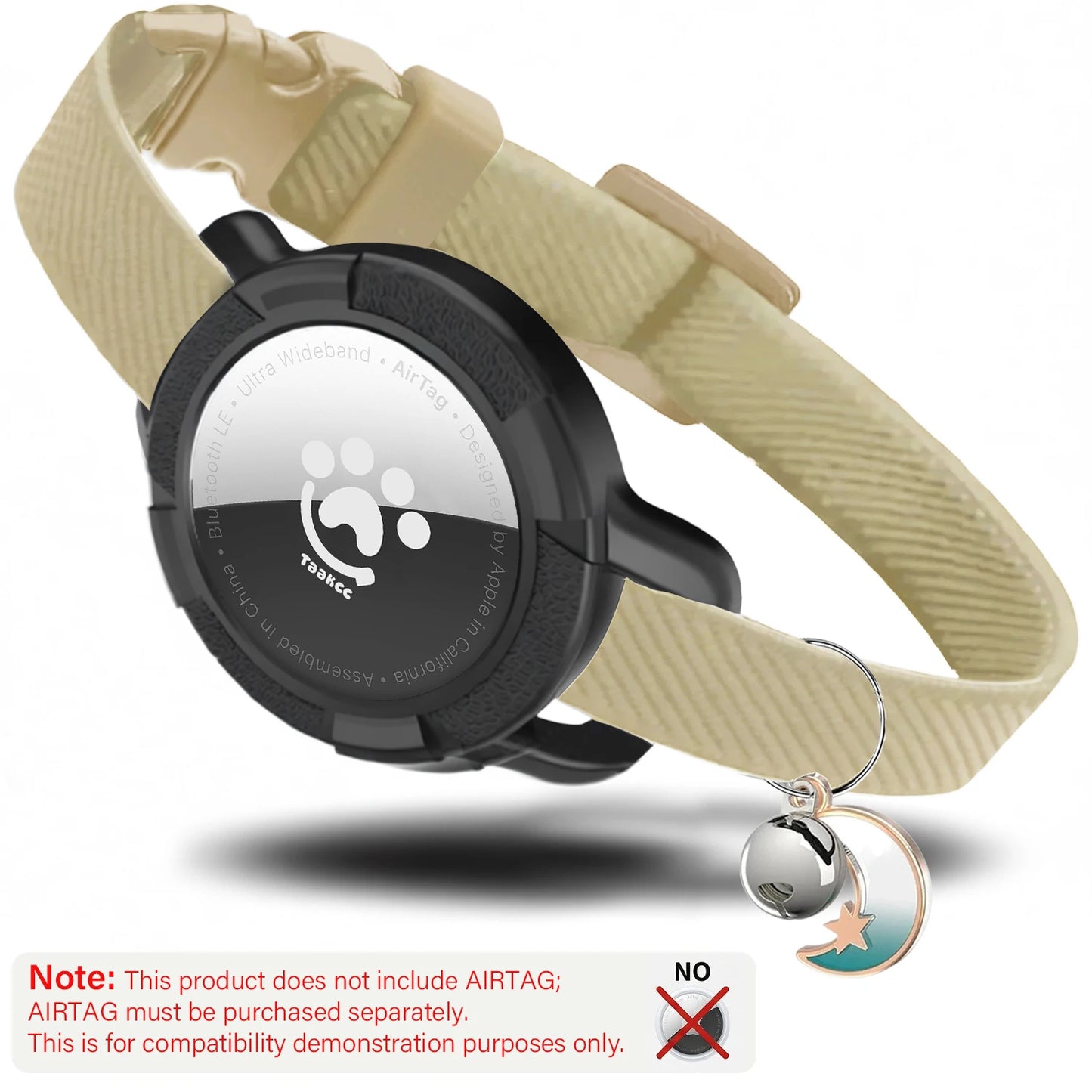 Elastic Safe AirTag Cat Collar, Anti-lost Pet Collar with Bell & GPS Tracking Holder Case for Cats Puppies（Airtag not included）