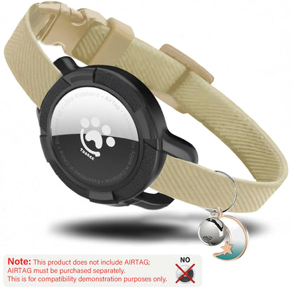 Elastic Safe AirTag Cat Collar, Anti-lost Pet Collar with Bell & GPS Tracking Holder Case for Cats Puppies（Airtag not included）