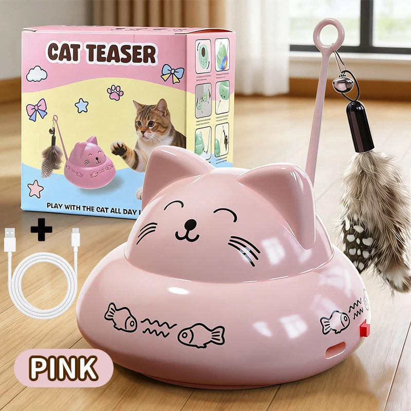 Dynamic Music Interactive Cat Toy Car, 360° Rotating Automatic Cat Toy Ball with Colorful Slow-Flash LED Lights, Pet Toy