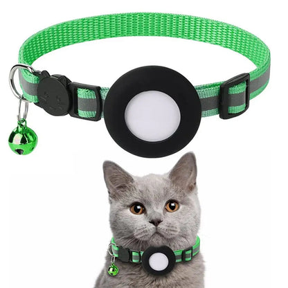 Anti-Lost Cat Collar For Airtag GPS Protective Case With Bell Reflective Cats Necklace Kitten Accesories Pet Products