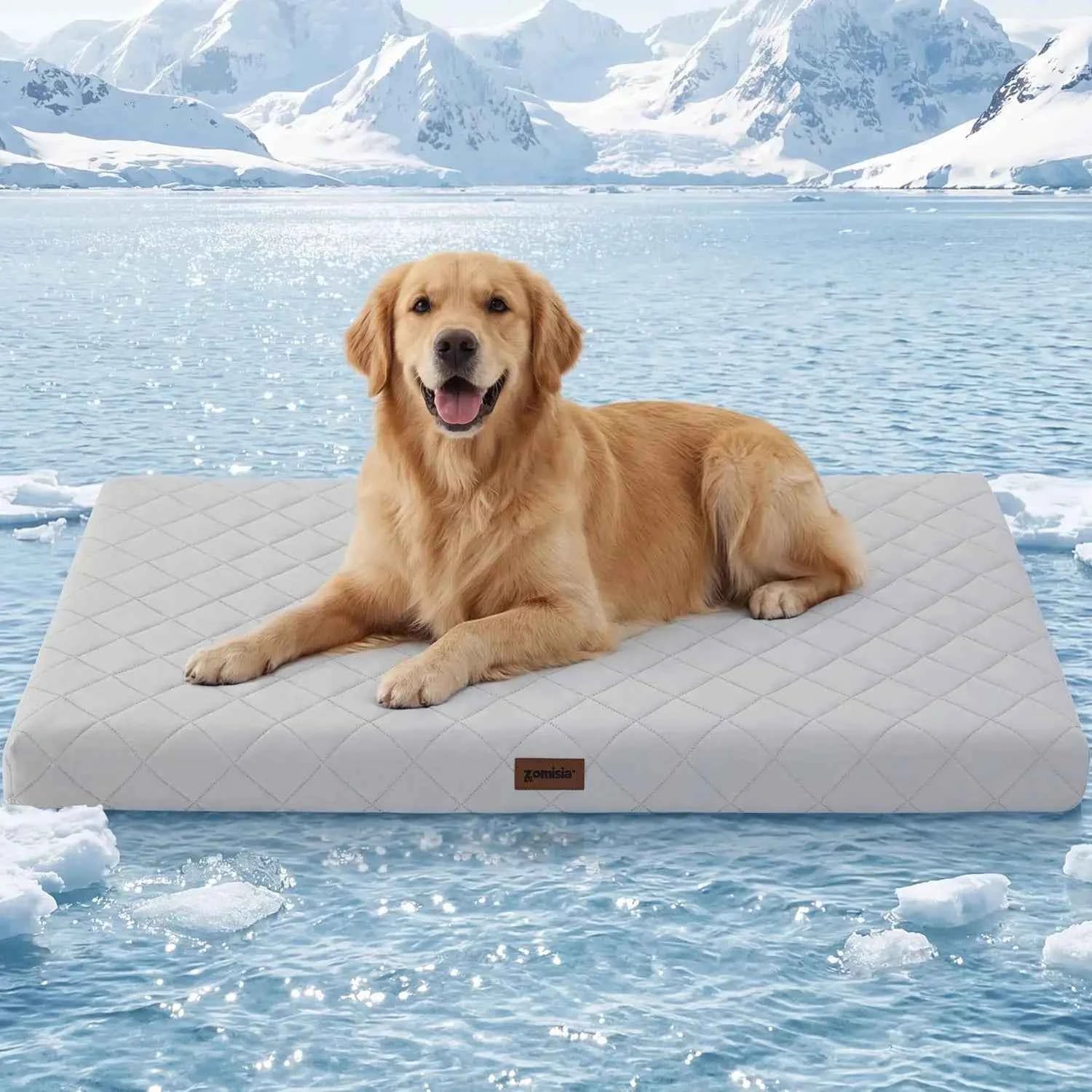 Orthopedic Cooling Dog Bed XXL 47x29in with Removable Washable Cover, Breathable Egg Foam Summer Pad for Crate, Grey