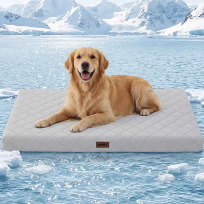 Orthopedic Cooling Dog Bed XXL 47x29in with Removable Washable Cover, Breathable Egg Foam Summer Pad for Crate, Grey