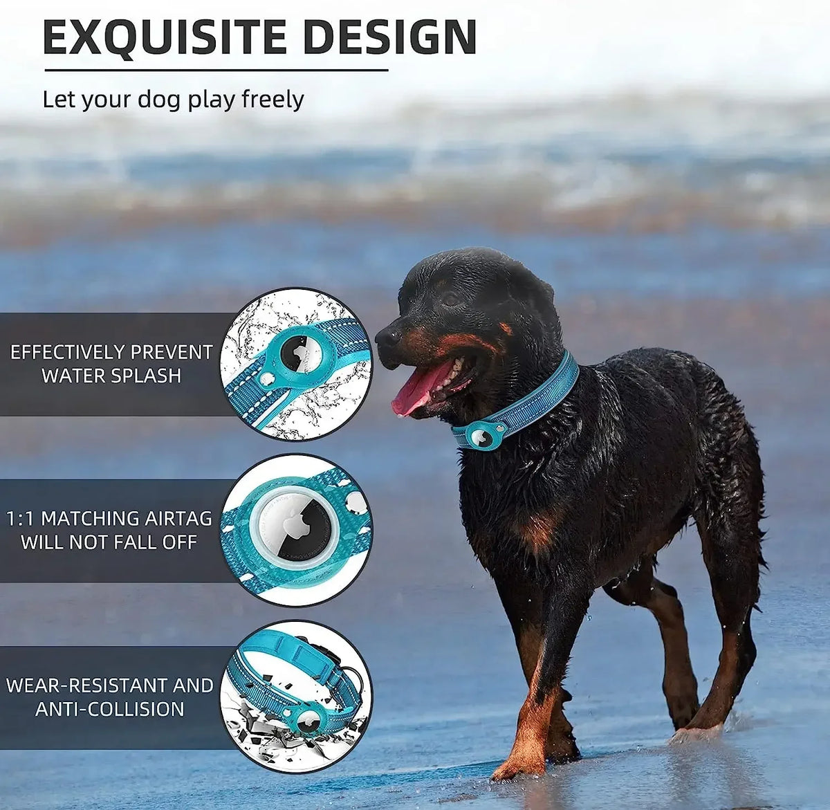 Apple AirTag Dog Collar – Reflective Waterproof Pet Tracker