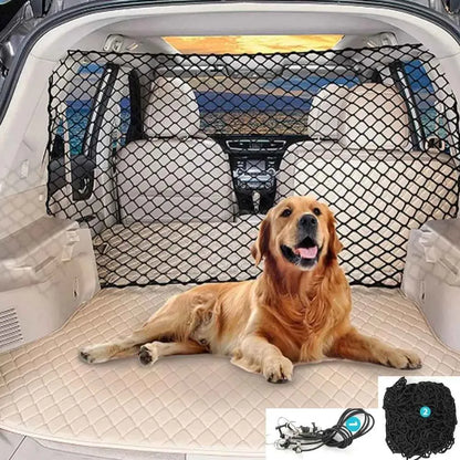 Universal Car Dog Barrier Net – Foldable Pet Safety Mesh for Rear Seat