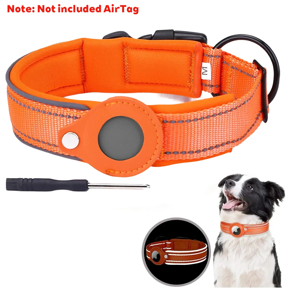 Apple AirTag Dog Collar – Reflective Waterproof Pet Tracker
