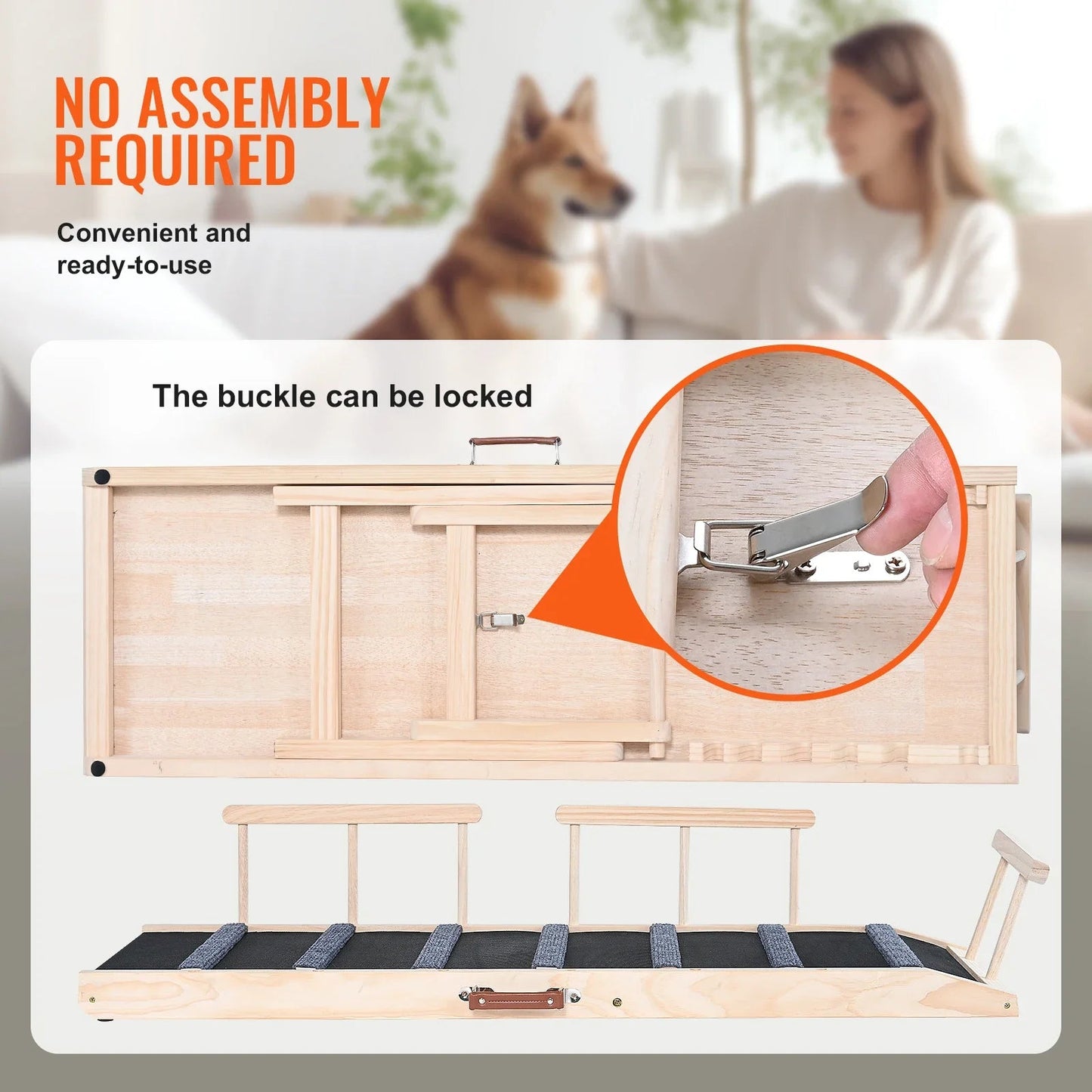%a Dog Ramp Folding Ladder Anti-slip High Adjustable Wooden Pet Ramp Removable for Small Old Dog Climbing Stairs Sofa Car Bed - Needora